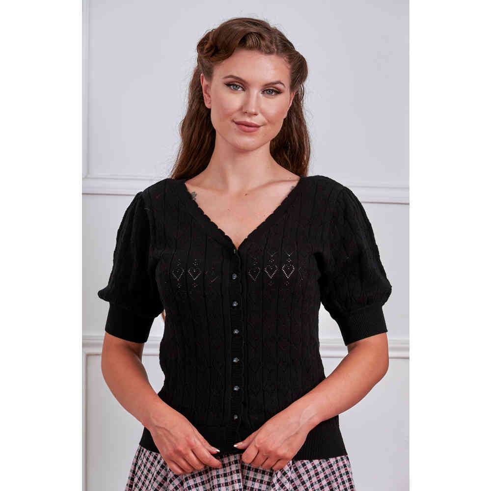 Banned - Sweet Hearts Convertible Strickjacke - Schwarz